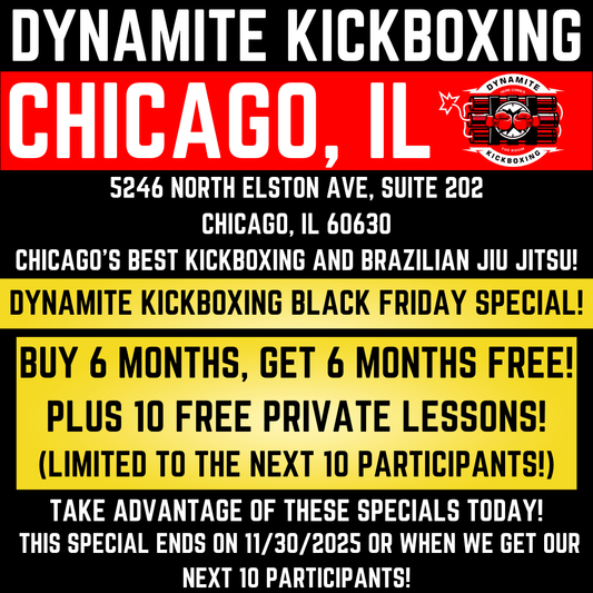 Dynamite Kickboxing 2025 Black Friday Special! Buy 6 Months, Get 6 Months FREE plus 10 FREE Private Lessons!
